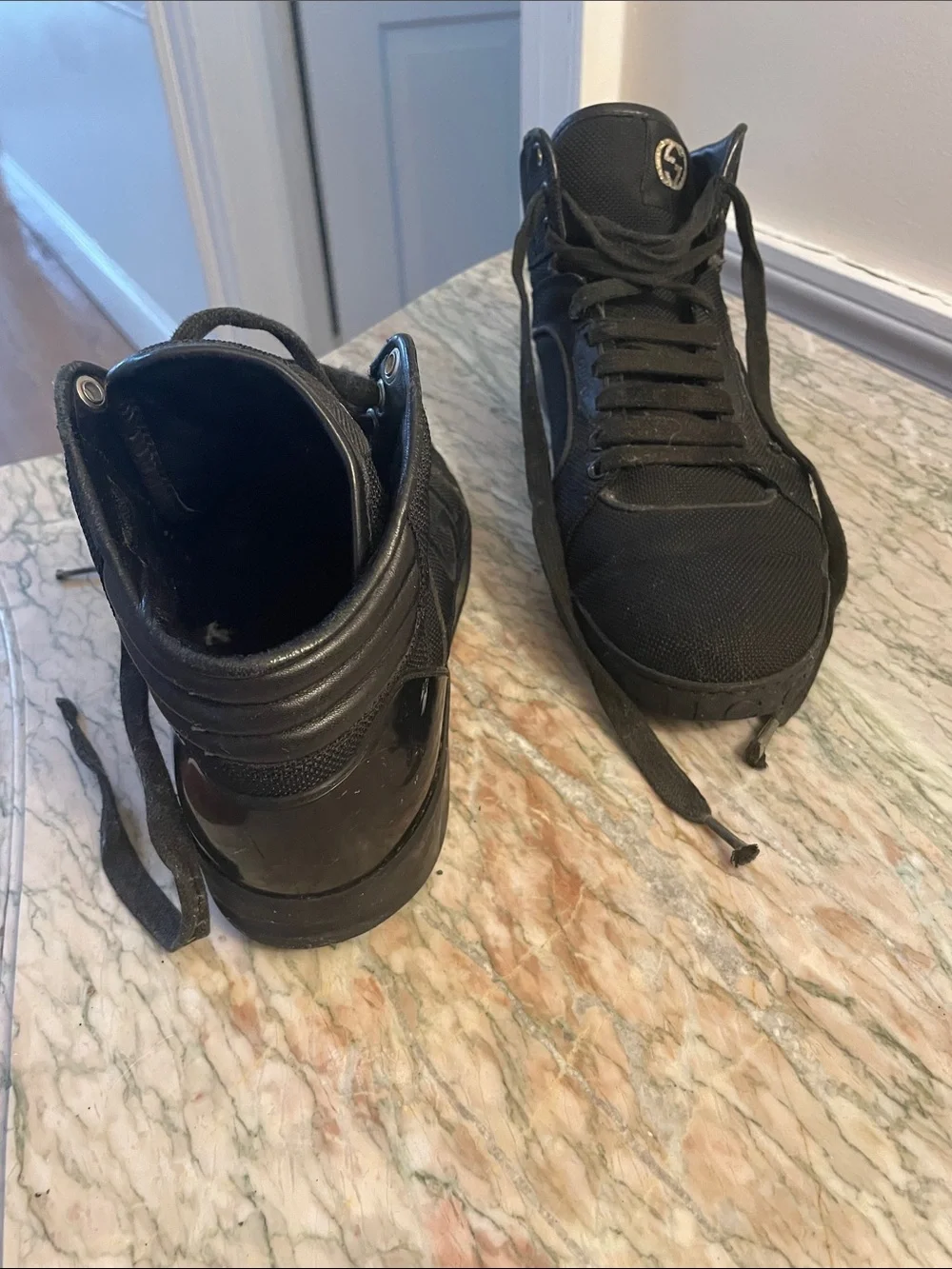 Gucci Black Men's High-Top Logo Sneakers